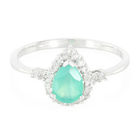 Anillo en plata con Calcedonia verde