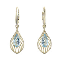Pendientes en oro con Topacio azul cielo