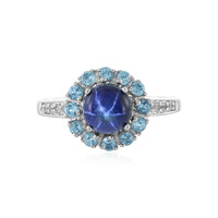Anillo en plata con Zafiro estrella azul