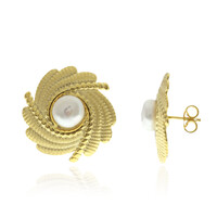 Pendientes en plata con Perla blanca Freshwater (Joias do Paraíso)