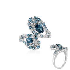Anillo en plata con Topacio azul de Londres