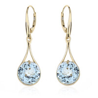 Pendientes en oro con Topacio azul cielo