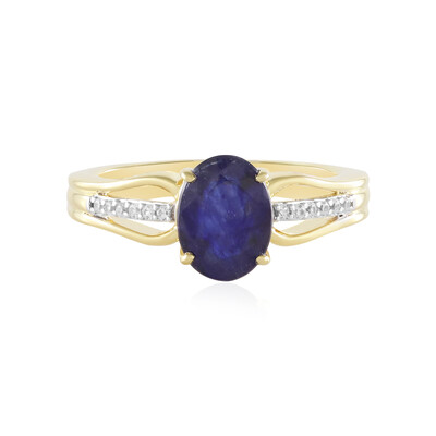 Anillo en plata con Zafiro azul de Madagascar