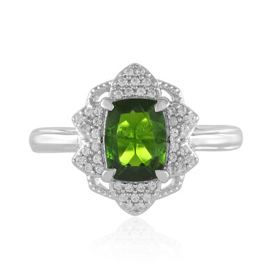 Anillo en plata con Diópsido de Rusia