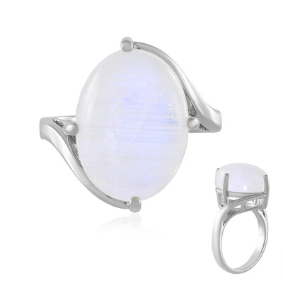 Anillo en plata con Piedra de Luna arcoíris