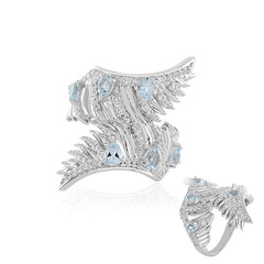 Anillo en plata con Topacio azul cielo