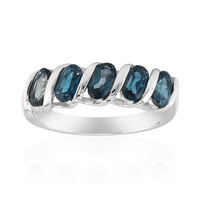 Anillo en plata con Topacio azul de Londres