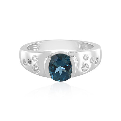 Anillo en plata con Topacio azul de Londres