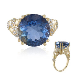 Anillo en oro con Fluorita de color cambiante (de Melo)