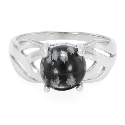 Anillo en plata con Obsidiana Copo de Nieve