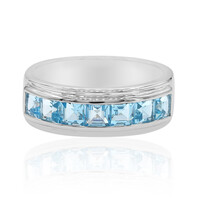 Anillo en plata con Topacio azul suizo