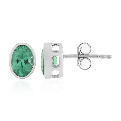 Pendientes en plata con Apatita neón verde