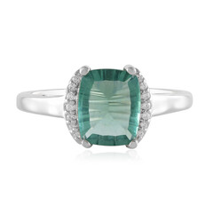 Anillo en plata con Fluorita verde