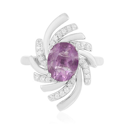 Anillo en plata con Fluorita púrpura