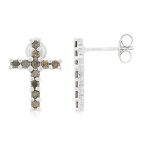Pendientes en plata con Diamante chocolate