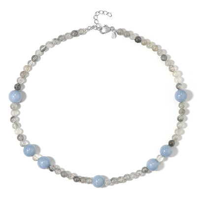 Collar en plata con Angelita azul