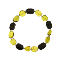 Brazalete en plata con Ámbar colombiano verde