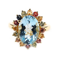 Anillo en plata con Topacio azul cielo
