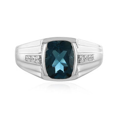Anillo en plata con Topacio azul de Londres