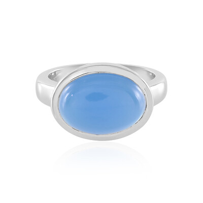 Anillo en plata con Calcedonia azul