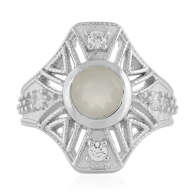 Anillo en plata con Piedra de Luna blanca