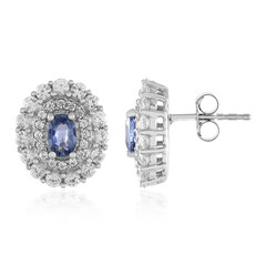 Pendientes en plata con Zafiro azul Ceylon