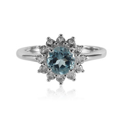 Anillo en plata con Topacio azul cielo
