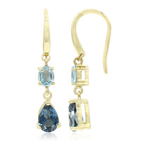 Pendientes en oro con Topacio azul de Londres