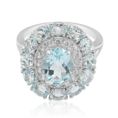Anillo en plata con Topacio azul cielo