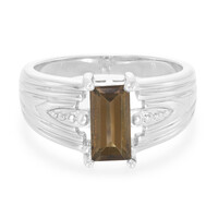 Anillo de hombre en plata con Cuarzo ahumado