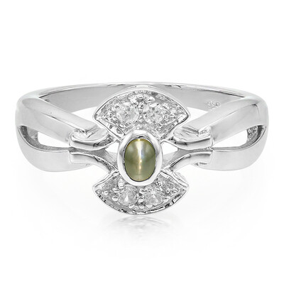 Anillo en plata con Alejandrita ojos de gato