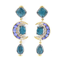 Pendientes en plata con Cianita petróleo (Gems en Vogue)