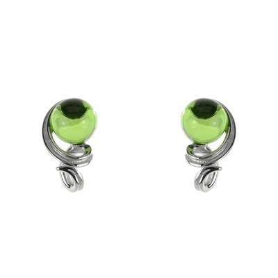 Pendientes en plata con Ámbar colombiano verde (dagen)