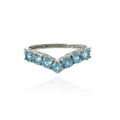 Anillo en plata con Topacio azul suizo