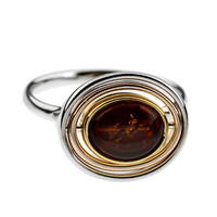 Anillo en plata con Ámbar báltico