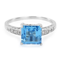 Anillo en plata con Topacio azul suizo