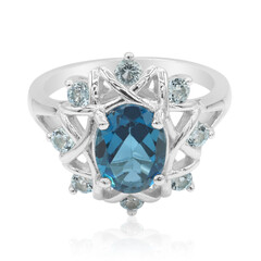 Anillo en plata con Topacio azul de Londres