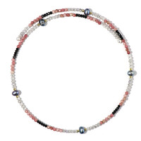 Collar al cuello en acero con Perla freshwater negra (Riya)
