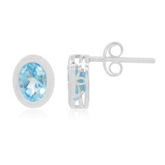 Pendientes en plata con Topacio azul suizo