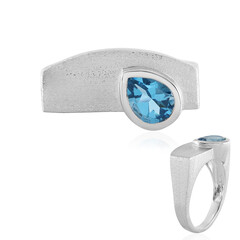 Anillo en plata con Topacio azul suizo (de Melo)