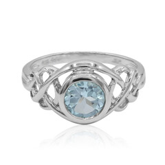 Anillo en plata con Topacio azul cielo
