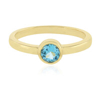 Anillo en plata con Topacio azul suizo