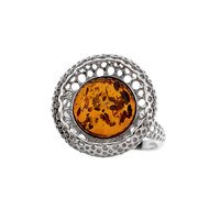 Anillo en plata con Ámbar báltico