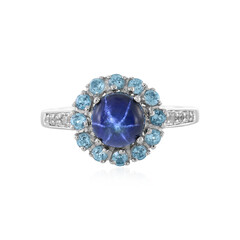 Anillo en plata con Zafiro estrella azul