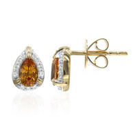 Pendientes en oro con Espesartina de California (Amanda Adkins)