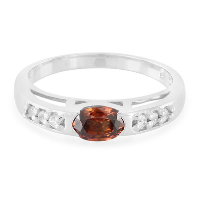 Anillo en plata con Zircón Mashewa naranja
