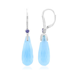Pendientes en plata con Calcedonia agua