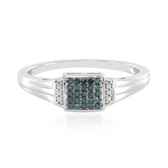 Anillo de hombre en plata con Diamante azul I1