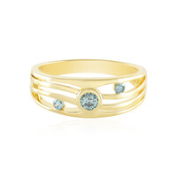 Anillo en plata con Diamante azul I2
