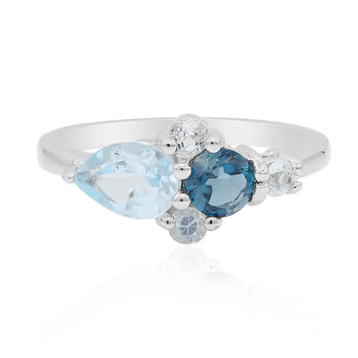 Anillo en plata con Topacio azul cielo
